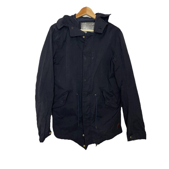 Scotch & Soda Men's Medium Zip Up Hooded Outerwear Heavyweight Jacket Navy